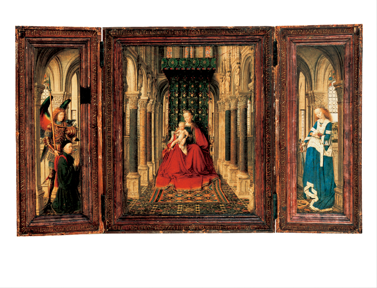   扬·凡·艾克  Jan Van Eyck——圣座上的圣母子 三联画